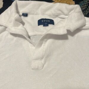 Eton white terry cloth cotton polo slim